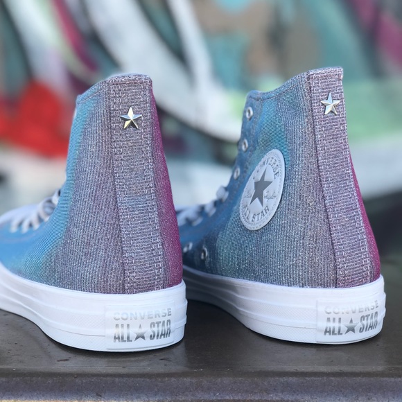 Wmns Converse CTAS Hi Platinum Glitter Sneakers - Picture 7 of 12